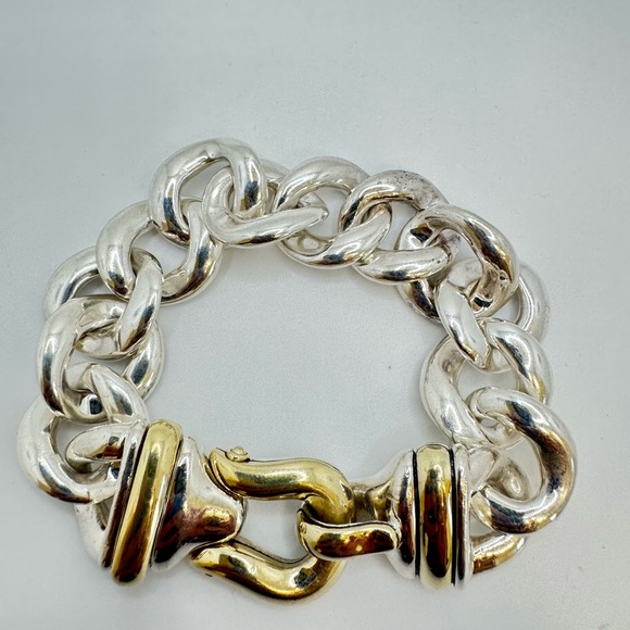 David yurman two tone buckle curb chain bracelet - Picture 6 of 11